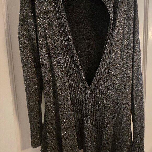 BELLDINI Black & Silver Metallic Open Cardigan Sweater SIZE L - Picture 4 of 6